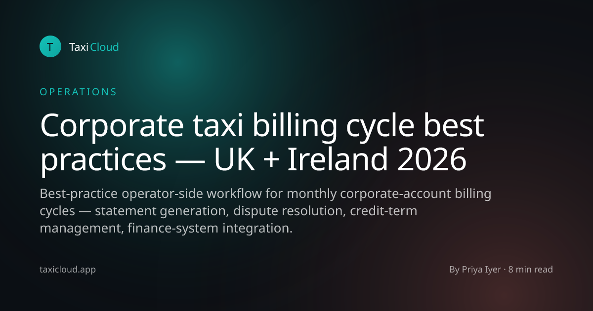 Corporate taxi billing cycle best practices — UK + Ireland 2026