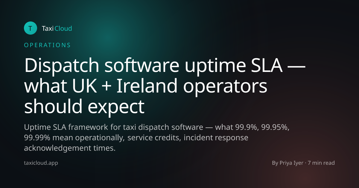 Dispatch software uptime SLA — what UK + Ireland operators should expect