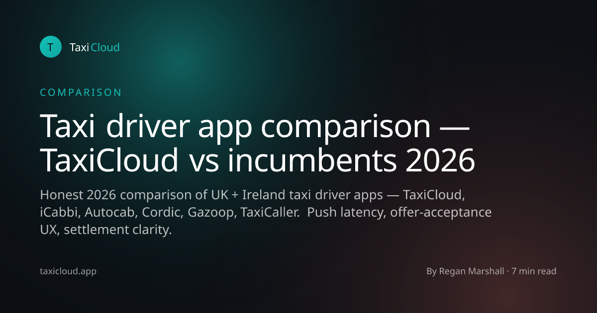 Taxi driver app comparison — TaxiCloud vs incumbents 2026