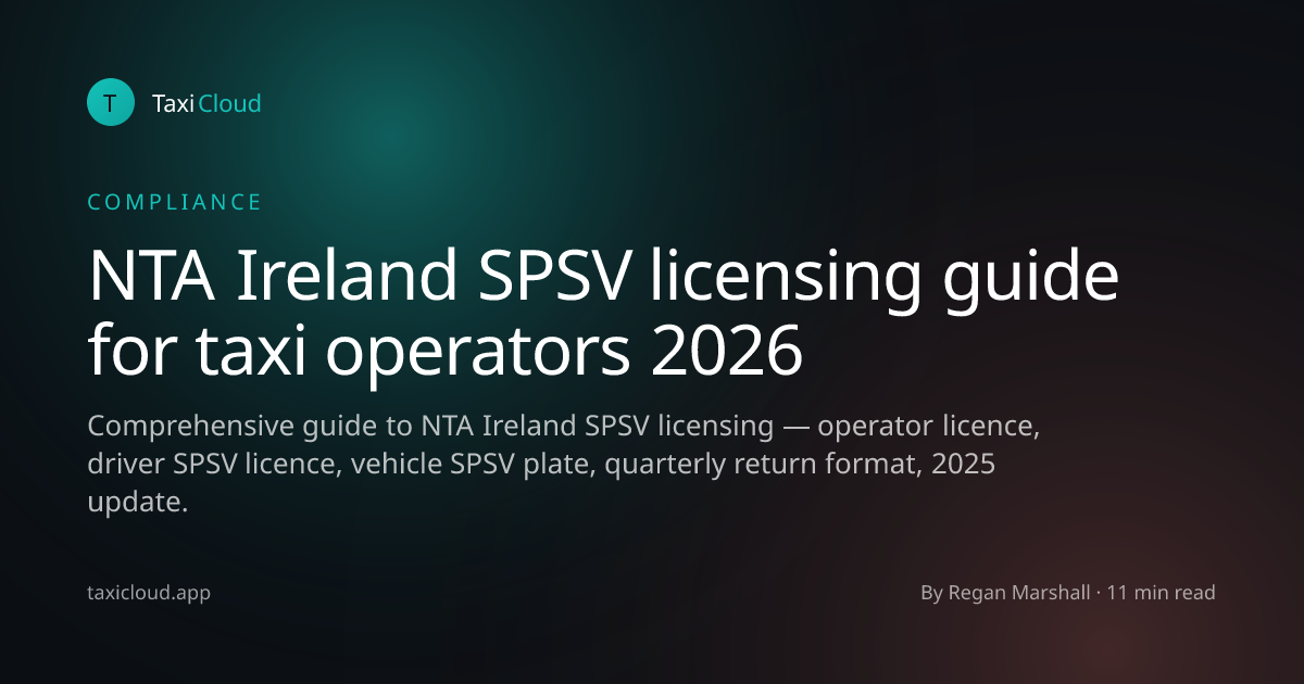 NTA Ireland SPSV licensing guide for taxi operators 2026