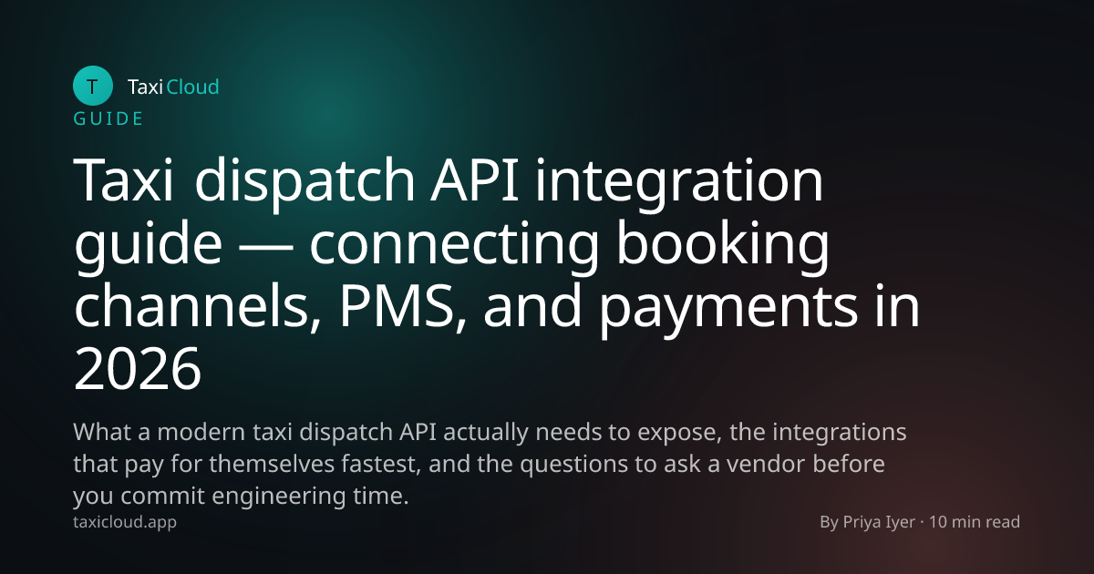 Taxi dispatch API integration guide — connecting booking channels, PMS, and payments in 2026