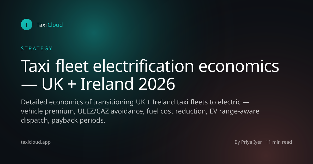 Taxi fleet electrification economics — UK + Ireland 2026
