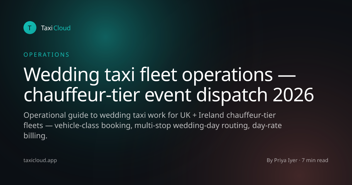 Wedding taxi fleet operations — chauffeur-tier event dispatch 2026